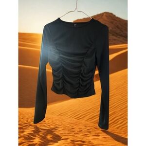 SHEIN Ruched Fitted Long Sleeve Blouse